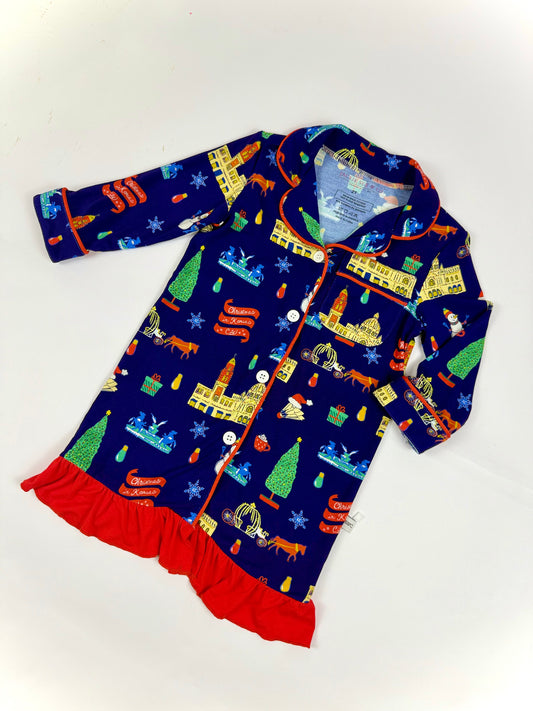 Christmas in Kansas City Girls Ruffle Nightgown