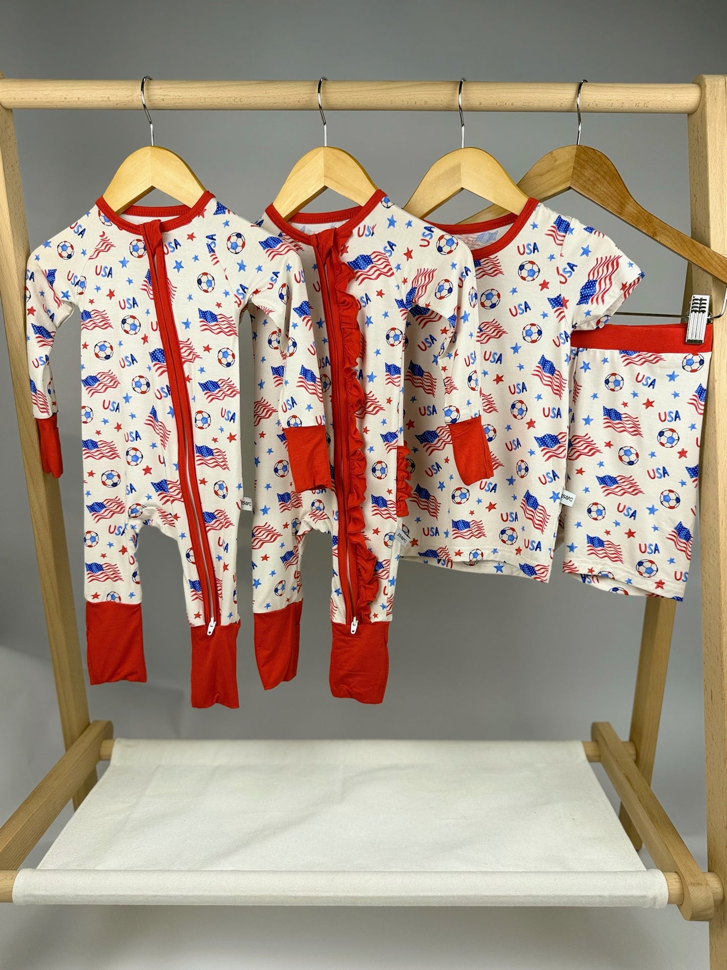 Stars, Stripes & Soccer Convertible Zip Bamboo Pajamas