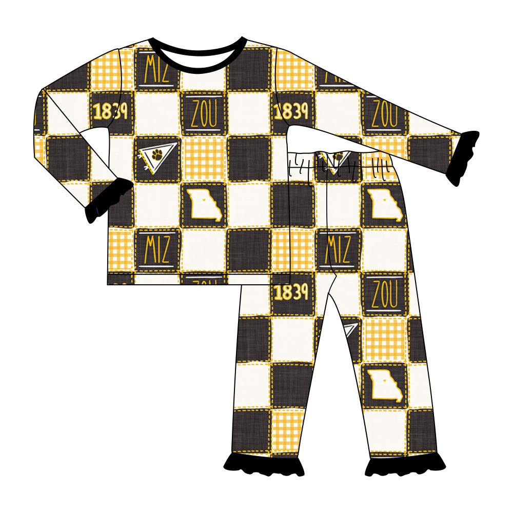 Missouri Quilted College 2-Piece Ruffled Bamboo Pajama