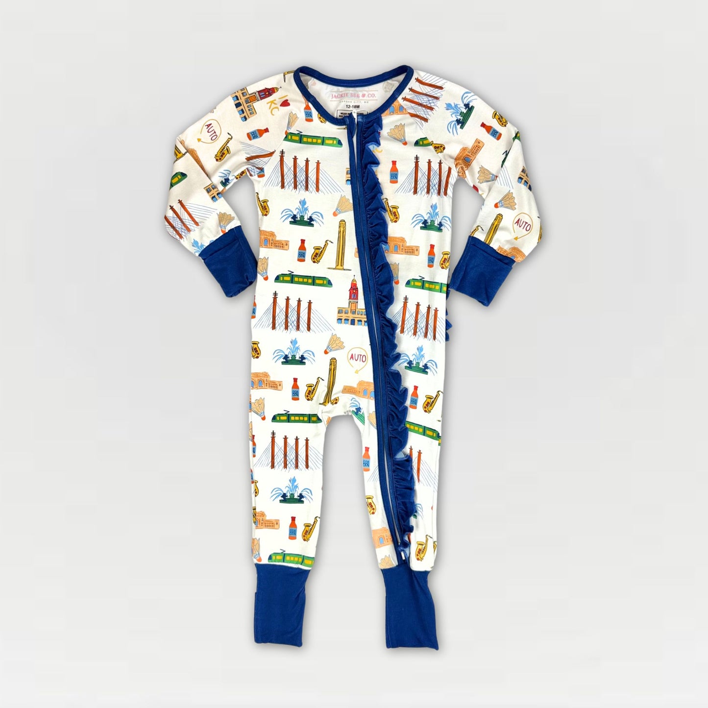 I Love KC Ruffled Zip-Up Bamboo Pajamas