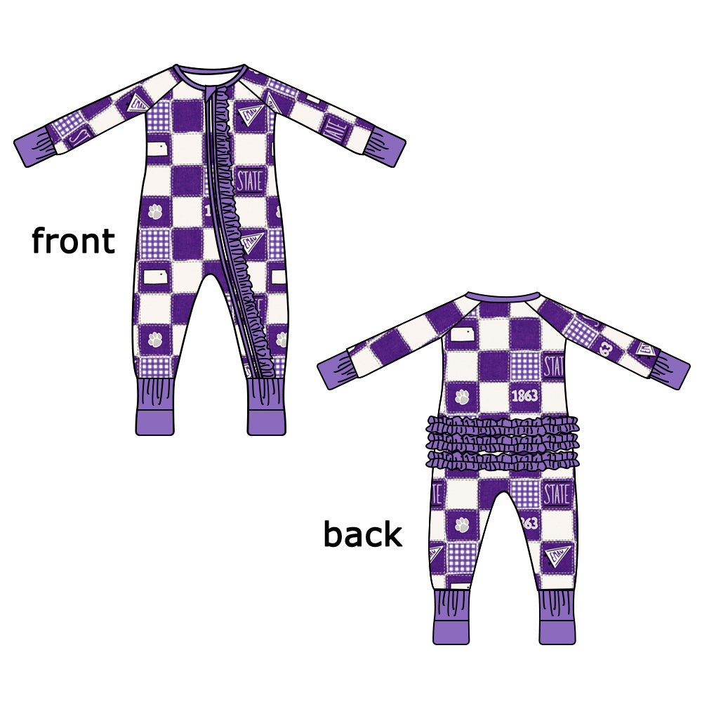 K-State Quilted College Ruffled Zip-Up Bamboo Pajama