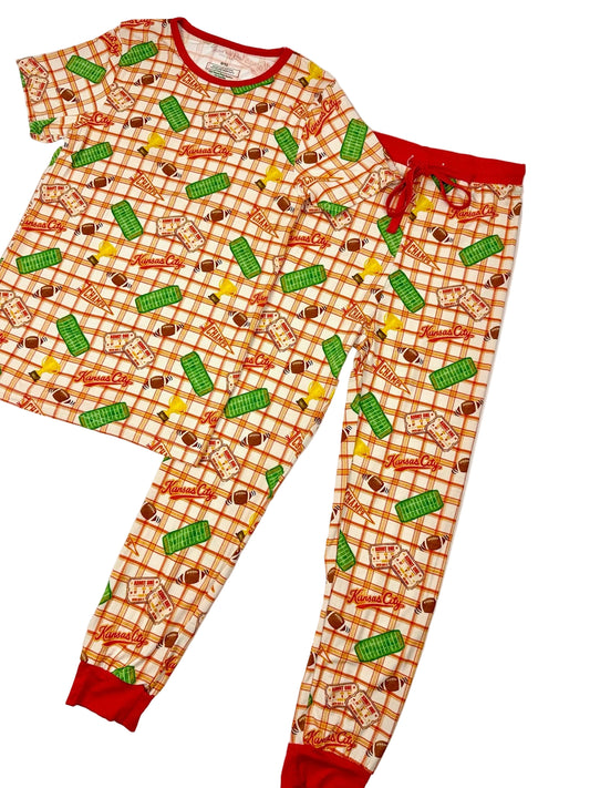Youth Heritage Plaid Bamboo Jogger Set | Kansas City Football Inspired