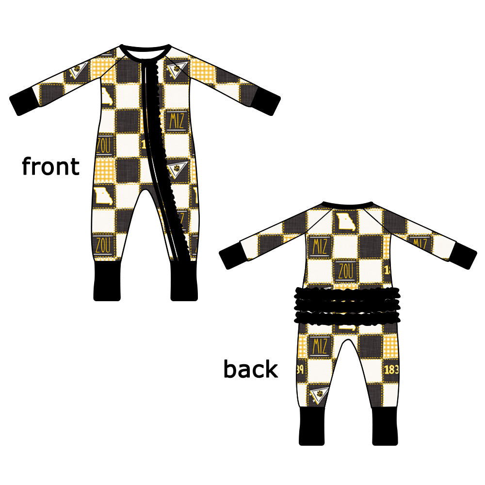 Missouri Quilted College Zip-Up Ruffled Bamboo Pajama