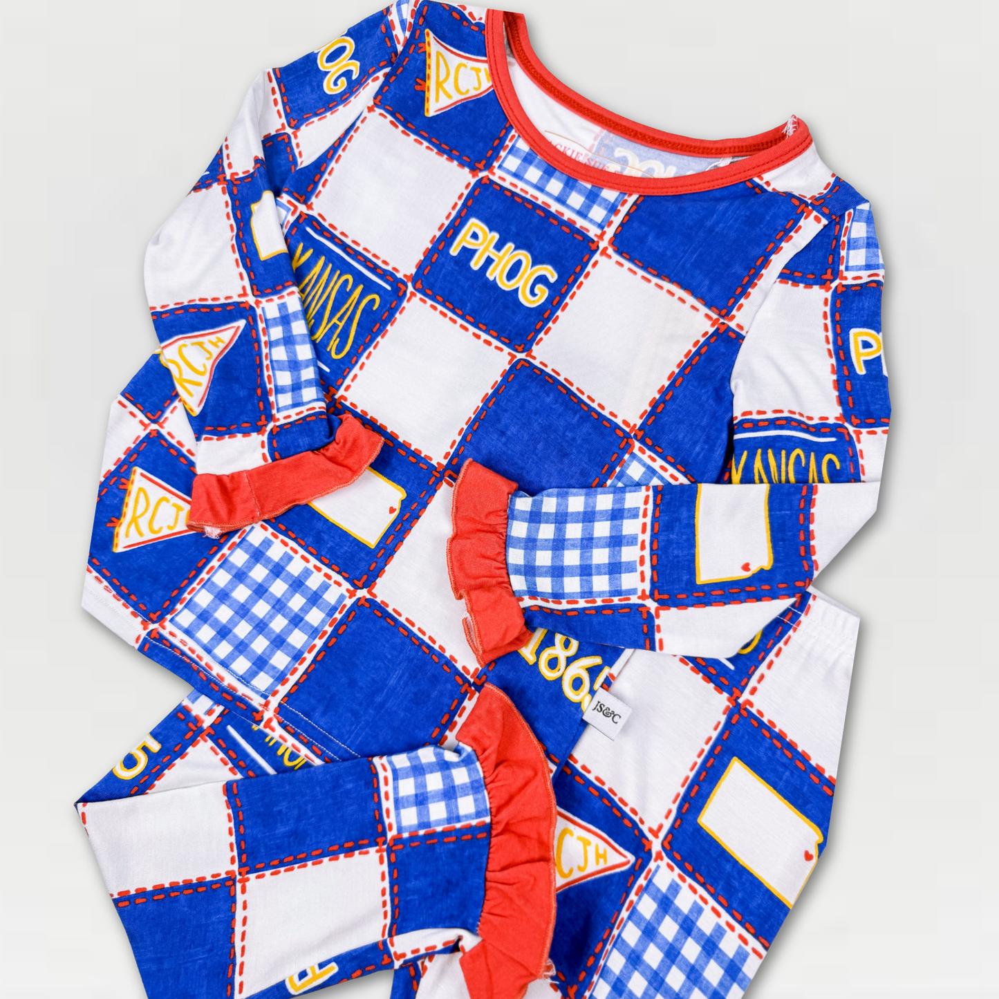 Kansas Quilted College 2-Piece Ruffled Bamboo Pajama