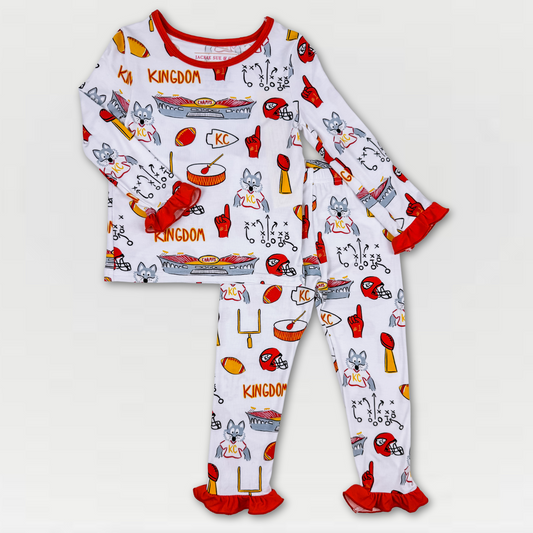 Kingdom Print 2-Piece Ruffled Bamboo Pajama