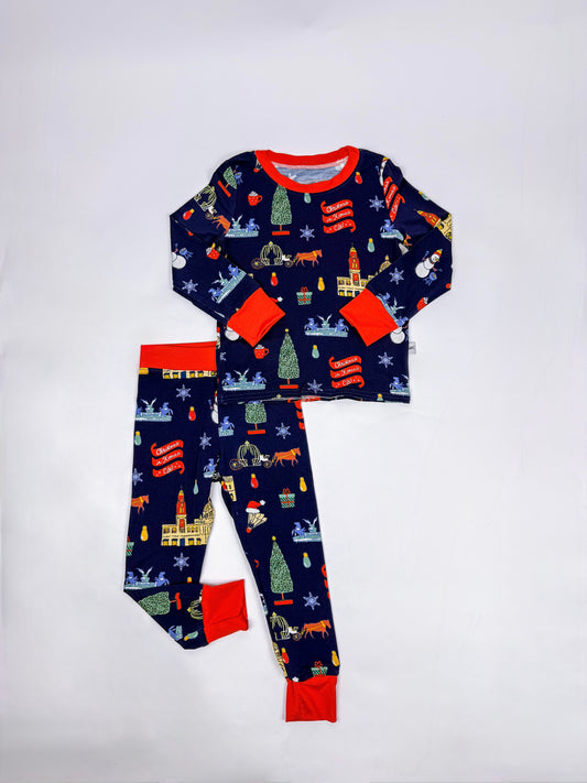 Christmas in Kansas City Unisex 2 Piece Bamboo Pajama Set