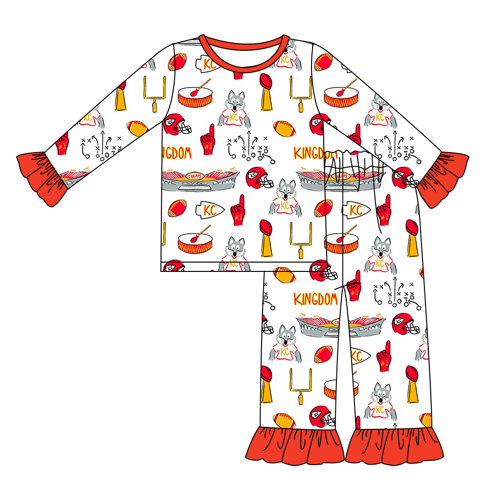 Kingdom Print 2-Piece Ruffled Bamboo Pajama