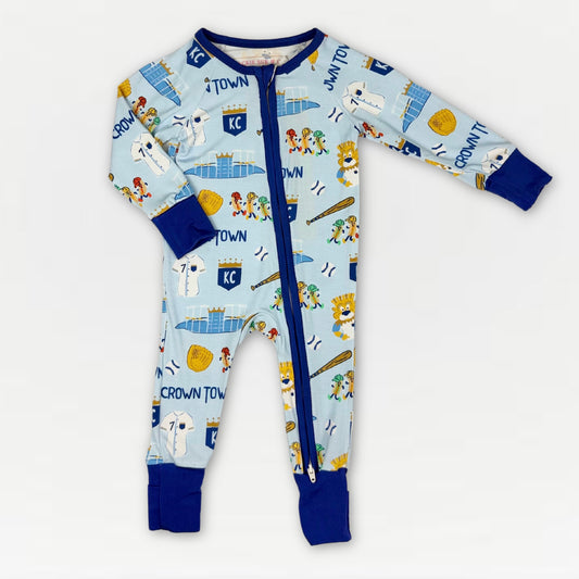 Unisex Crown Town Zip-Up Bamboo Pajama - Exclusive KC Royals Inspired Print