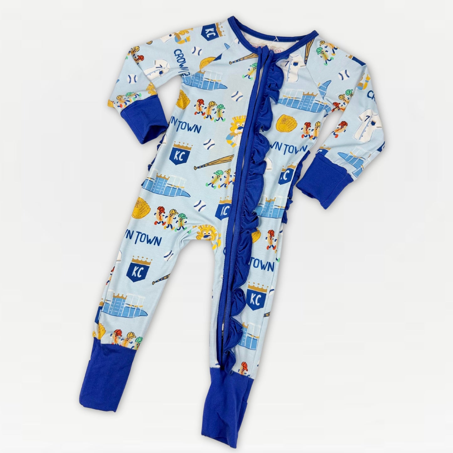 Crown Town Ruffled Zip-Up Bamboo Pajama - Exclusive KC Royals Inspired Print