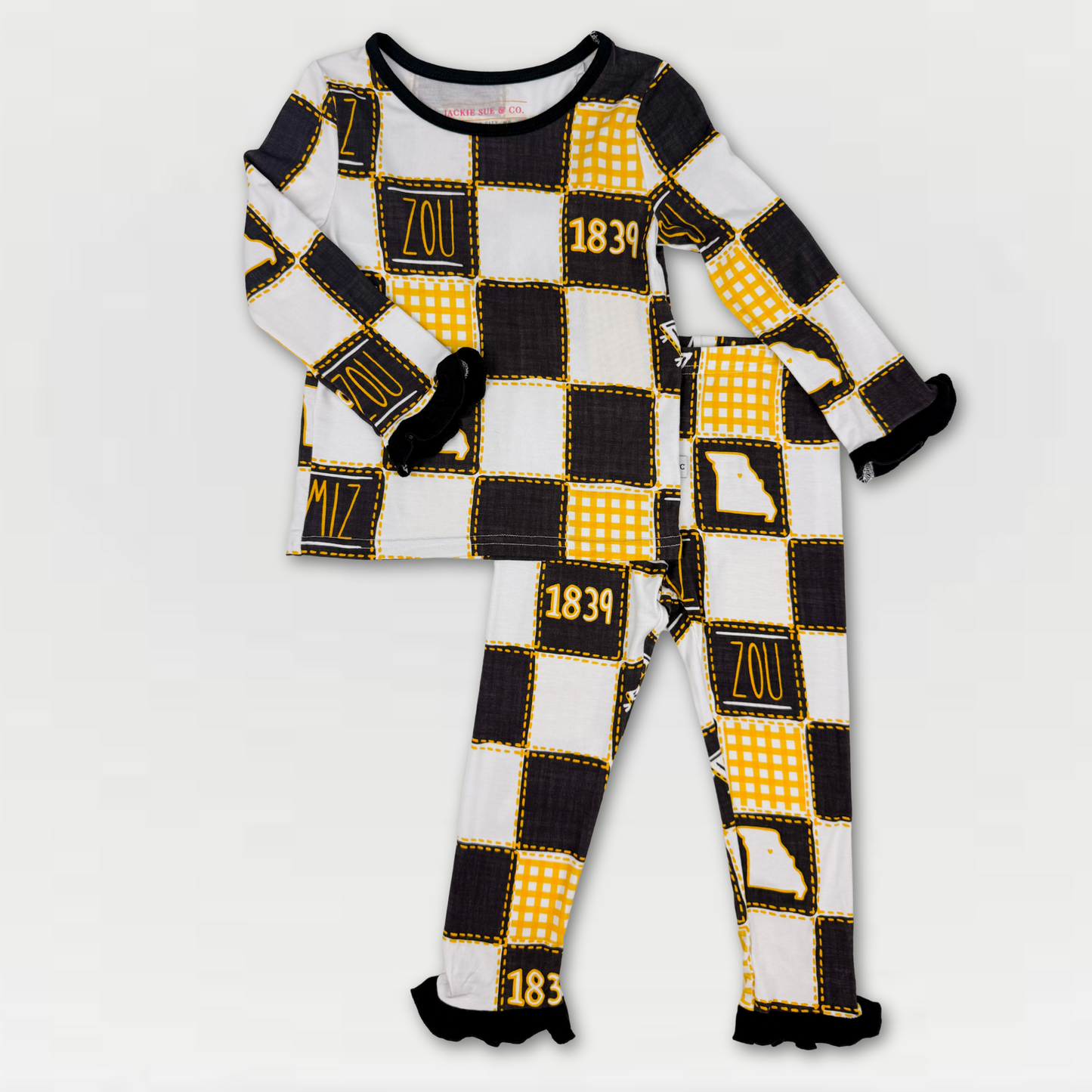 Missouri Quilted College 2-Piece Ruffled Bamboo Pajama