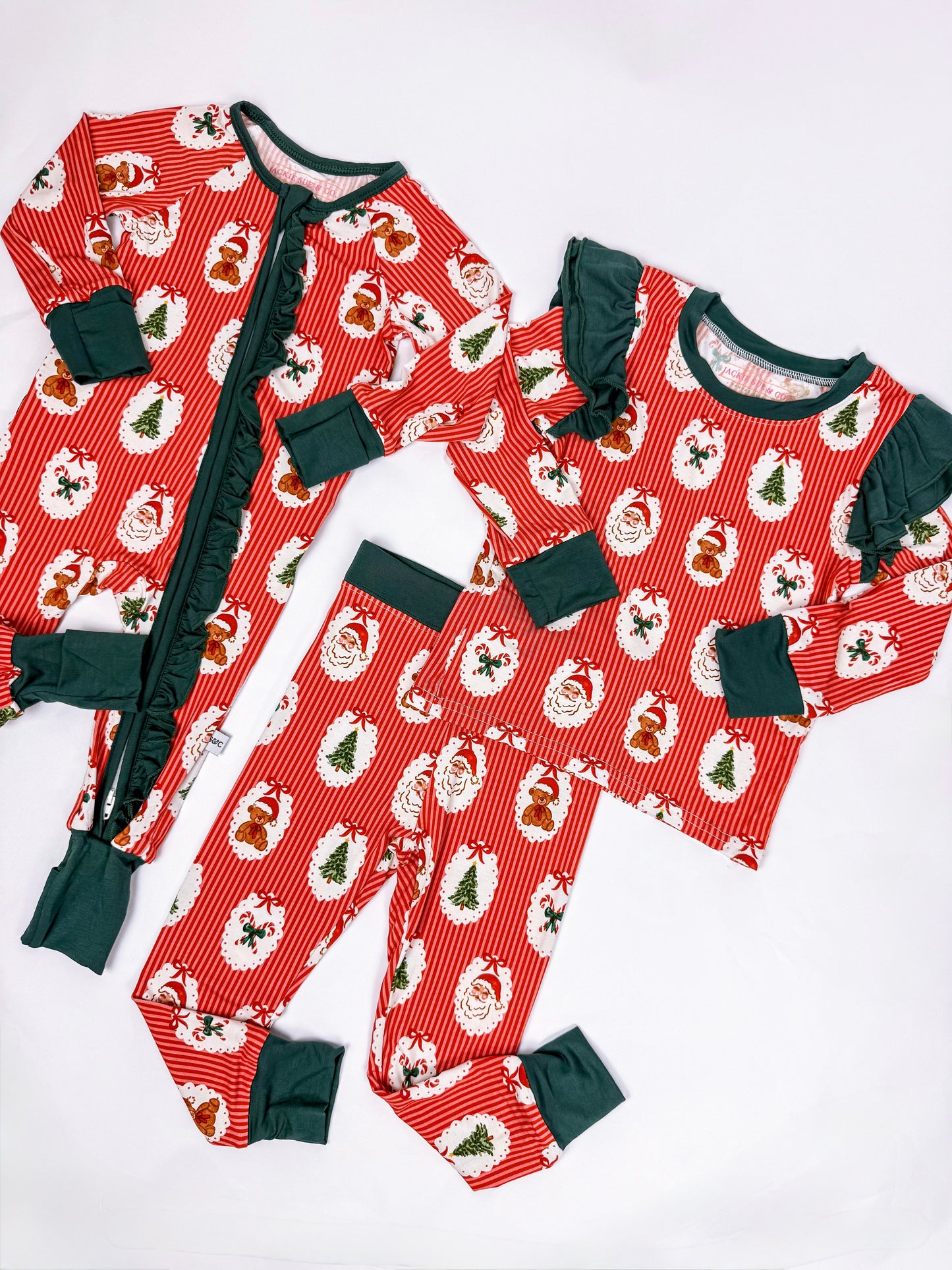 Red Vintage Christmas Ruffle Convertible Pajamas