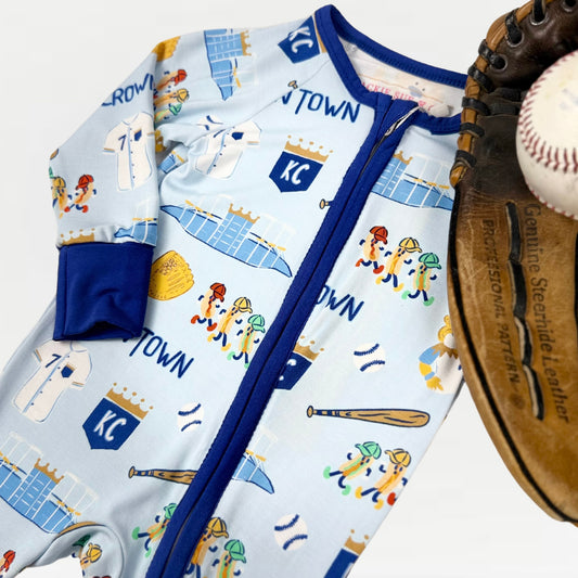 Unisex Crown Town Zip-Up Bamboo Pajama - Exclusive KC Royals Inspired Print