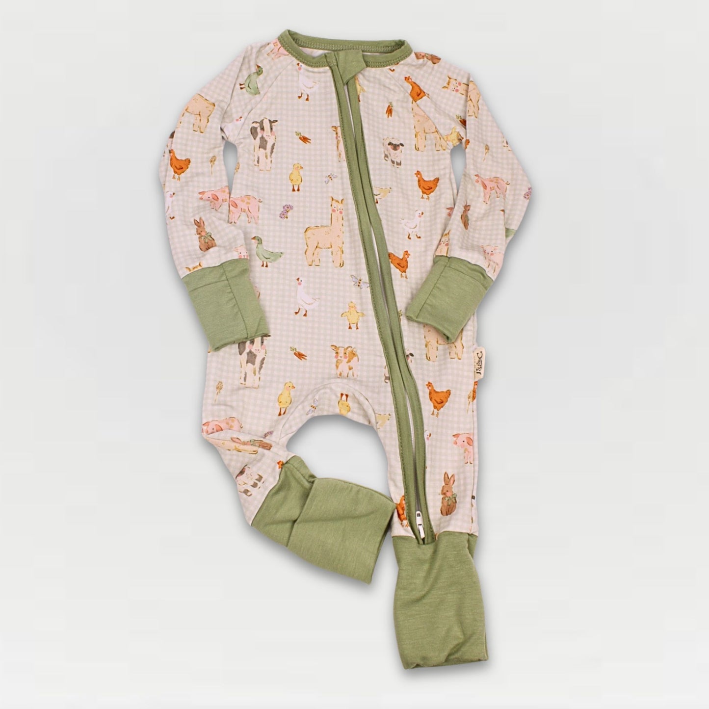 Farmstead Gingham Collection - Boys Convertible Zip Bamboo Pajamas