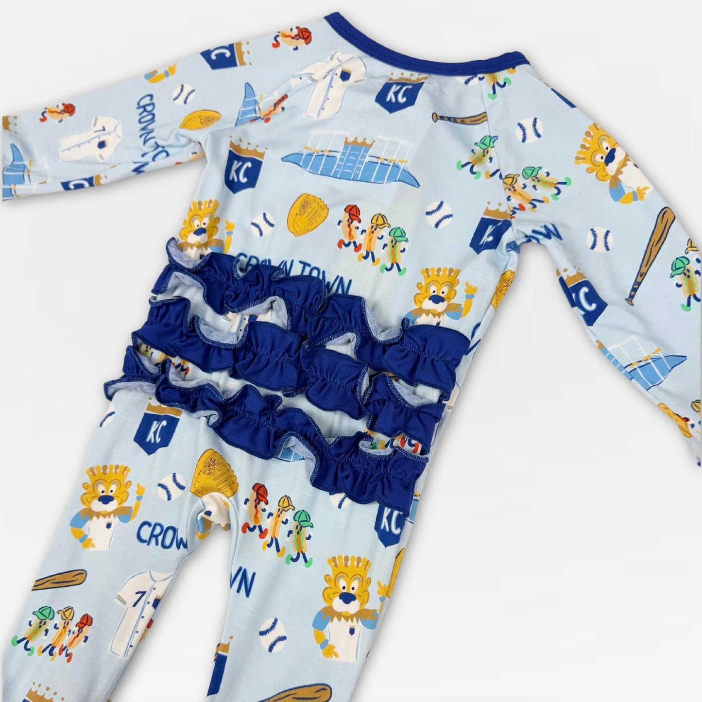 Crown Town Ruffled Zip-Up Bamboo Pajama - Exclusive KC Royals Inspired Print