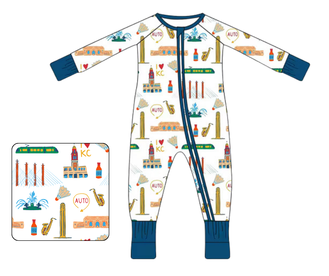I Love KC Zip-Up Bamboo Pajamas