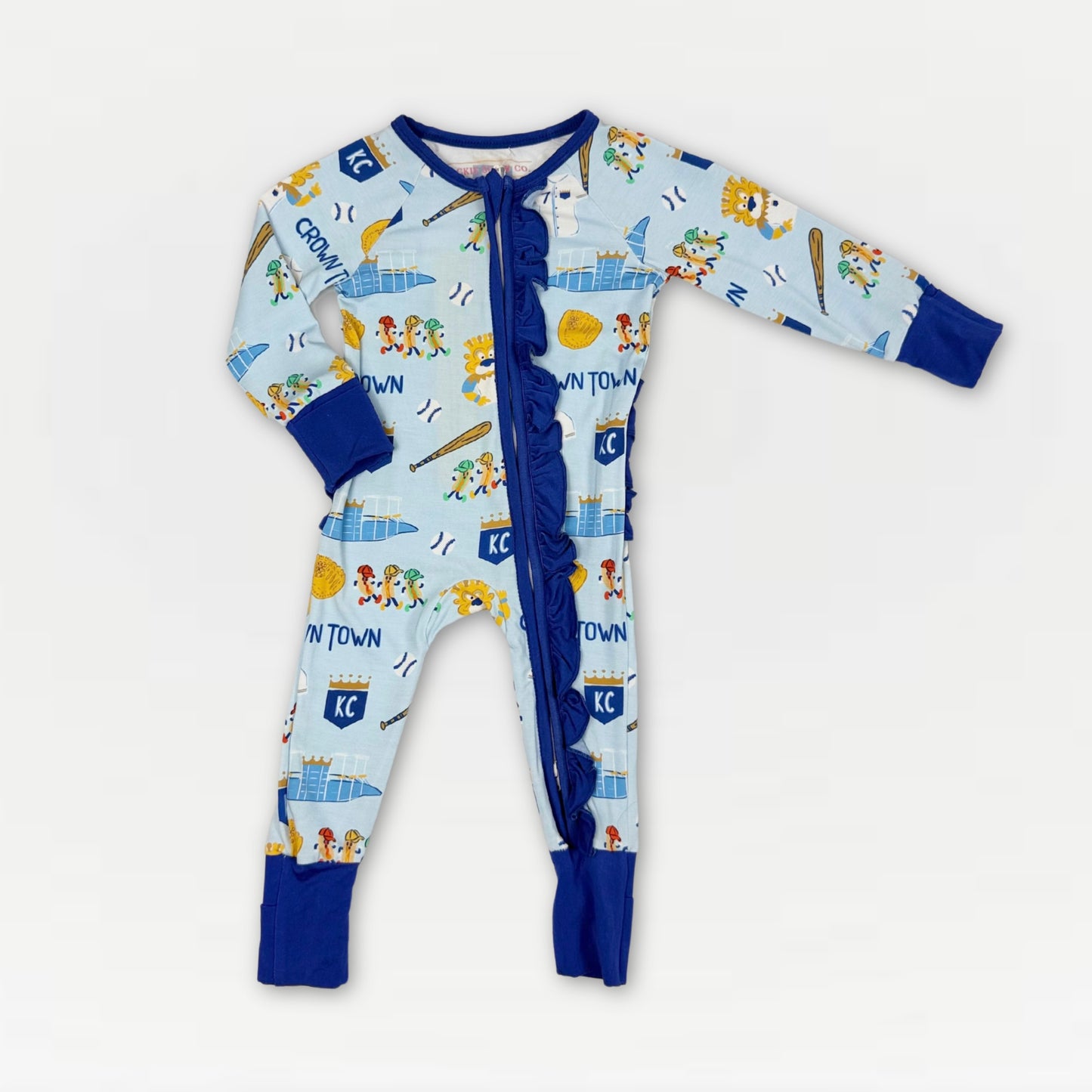 Crown Town Ruffled Zip-Up Bamboo Pajama - Exclusive KC Royals Inspired Print