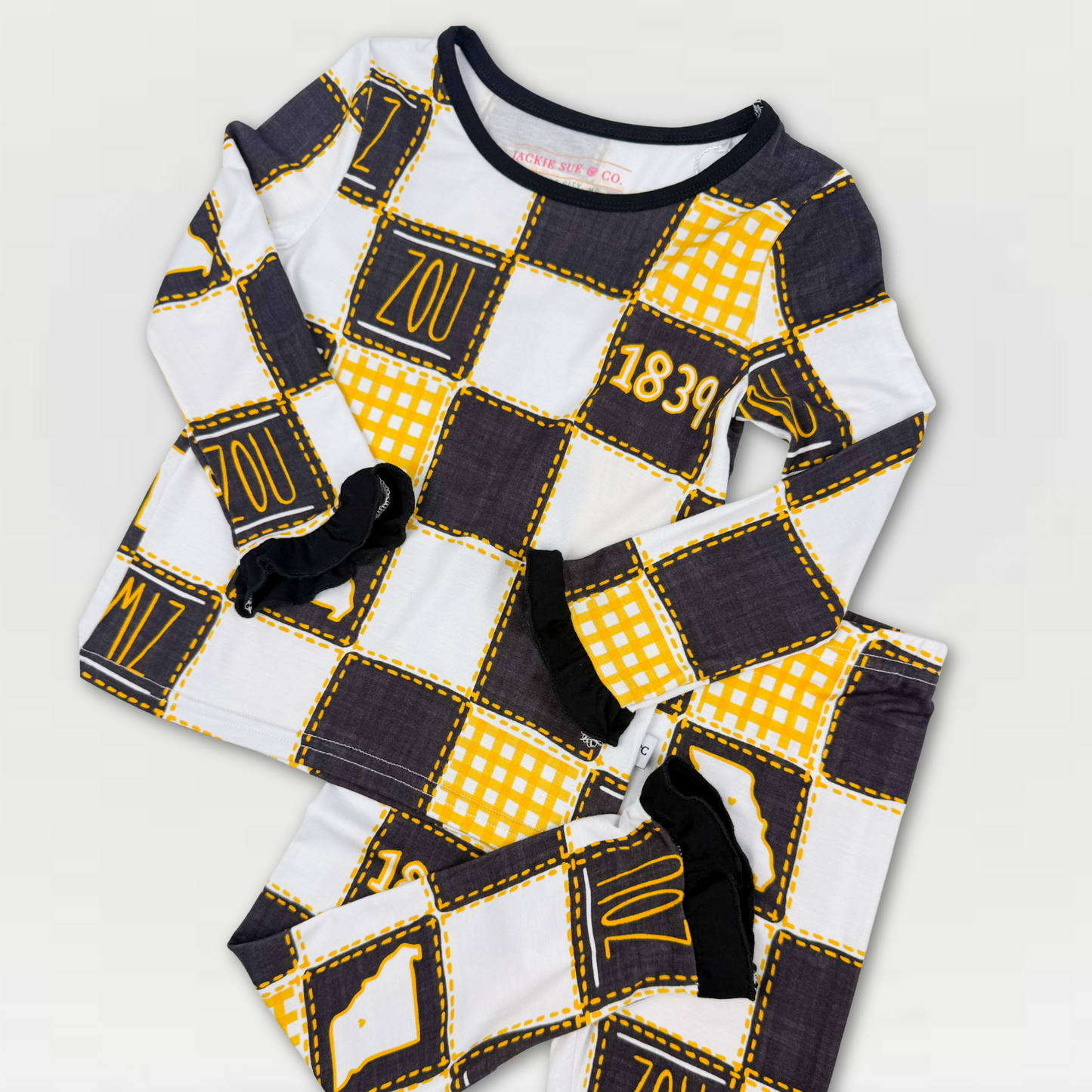 Missouri Quilted College 2-Piece Ruffled Bamboo Pajama
