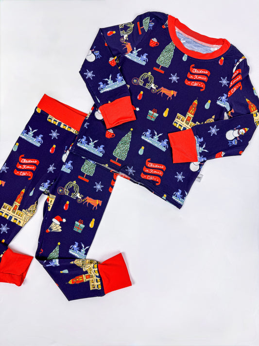 Christmas in Kansas City Unisex 2 Piece Bamboo Pajama Set
