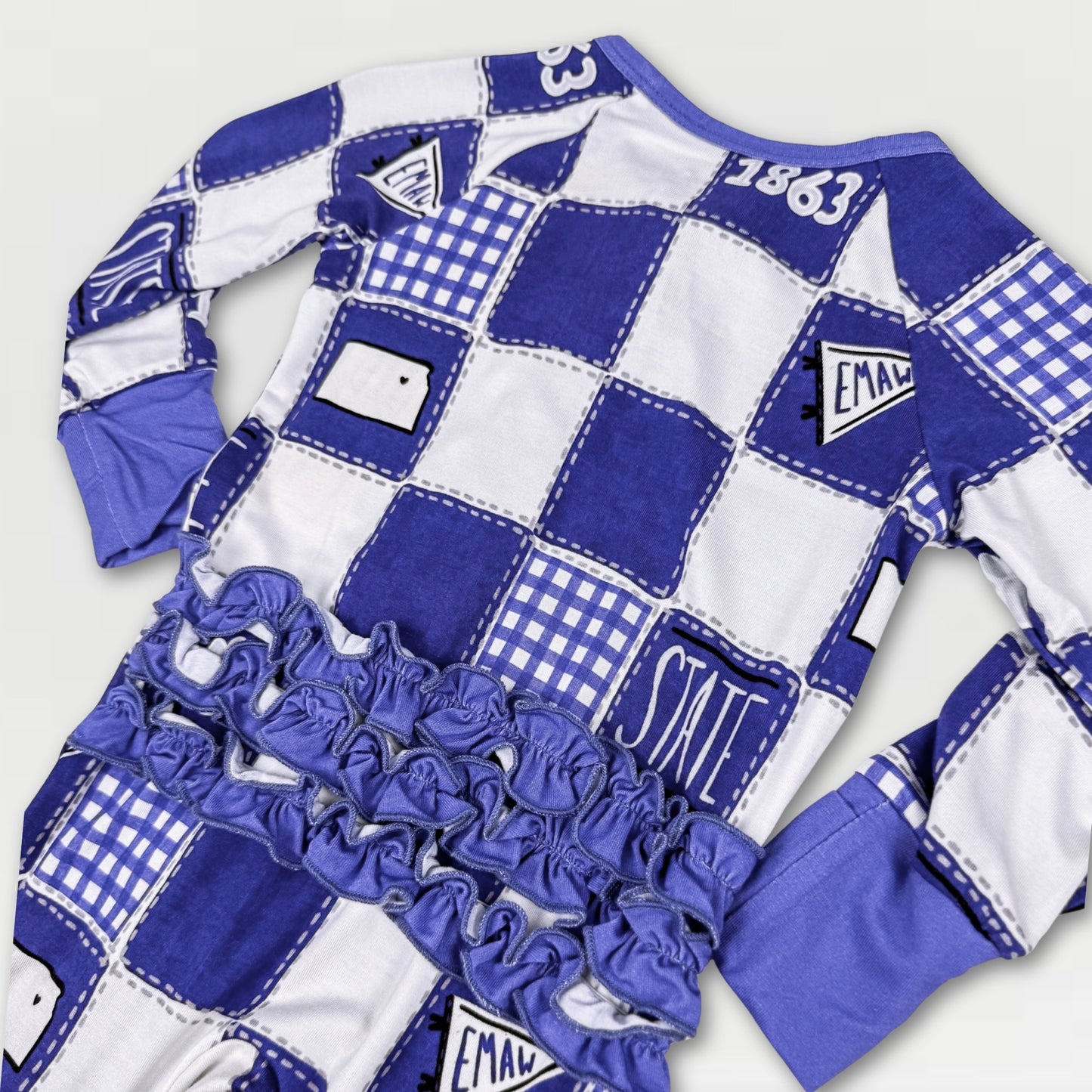 K-State Quilted College Ruffled Zip-Up Bamboo Pajama