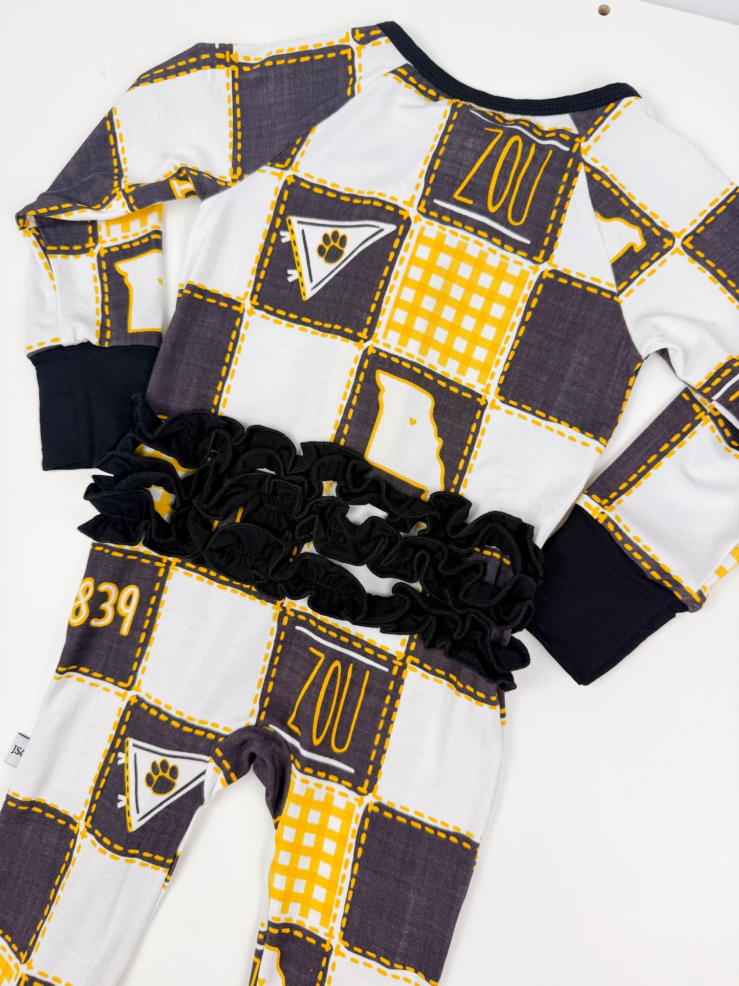 Missouri Quilted College Zip-Up Ruffled Bamboo Pajama