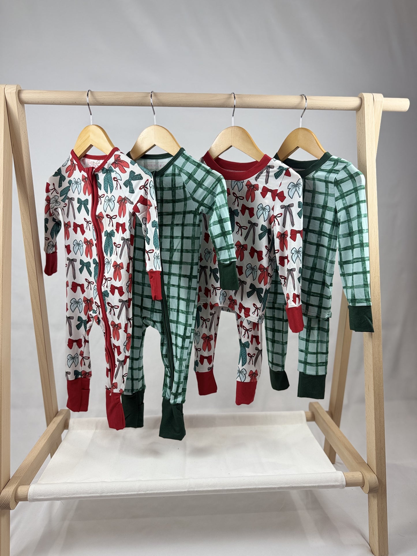 Zip-Up Bamboo Baby Pajamas - Bows