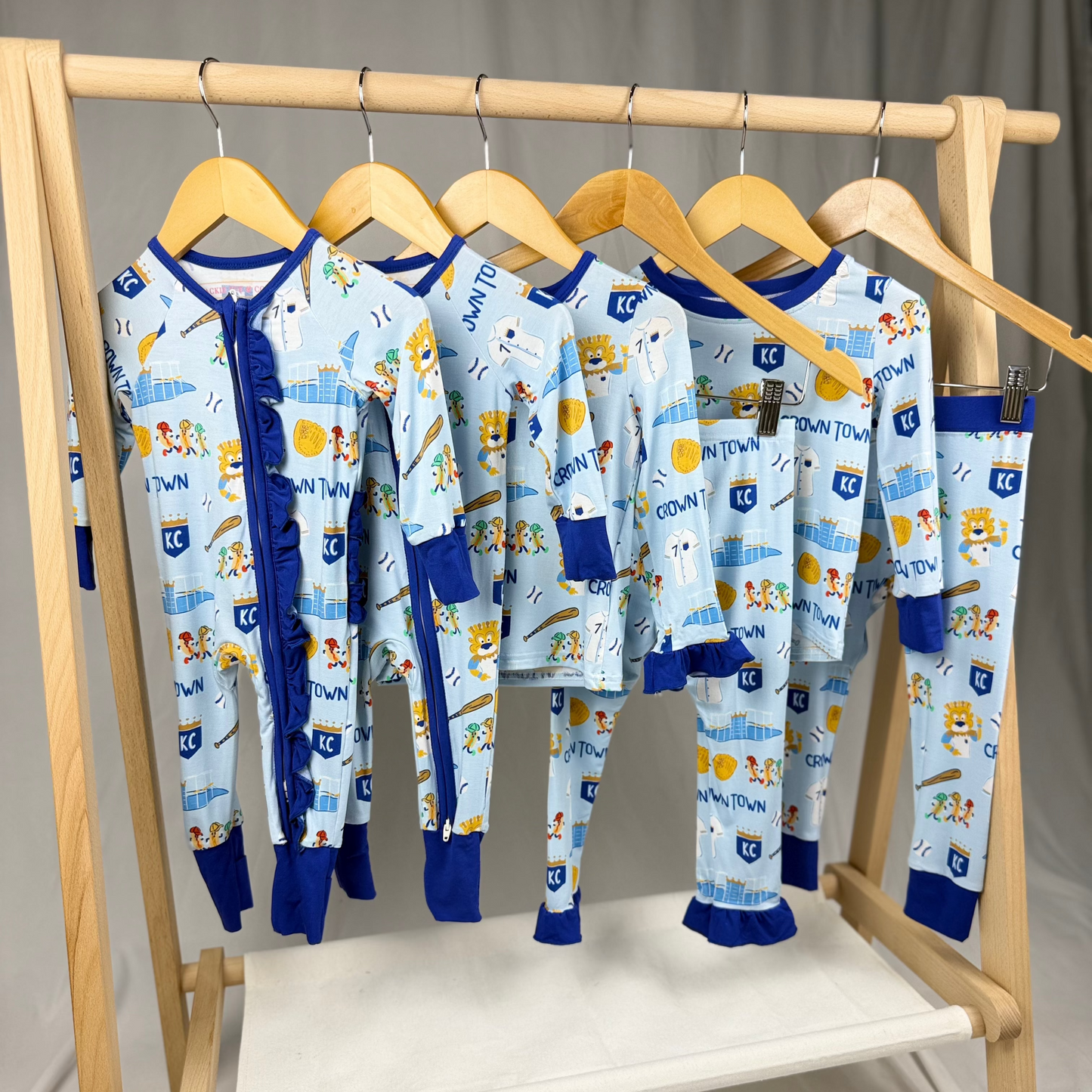 Unisex Crown Town Zip-Up Bamboo Pajama - Exclusive KC Royals Inspired Print