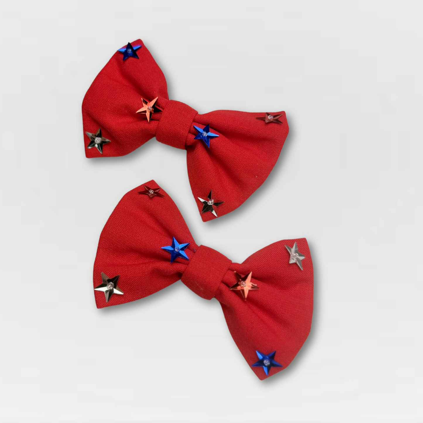 Patriotic Star Pigtail Bow Set