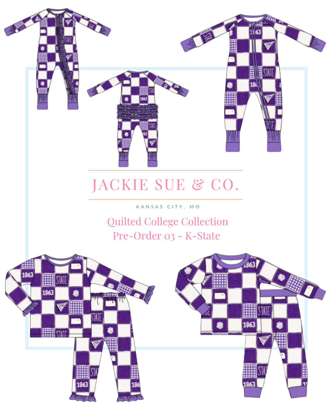 K-State Quilted College Zip-Up Bamboo Pajama