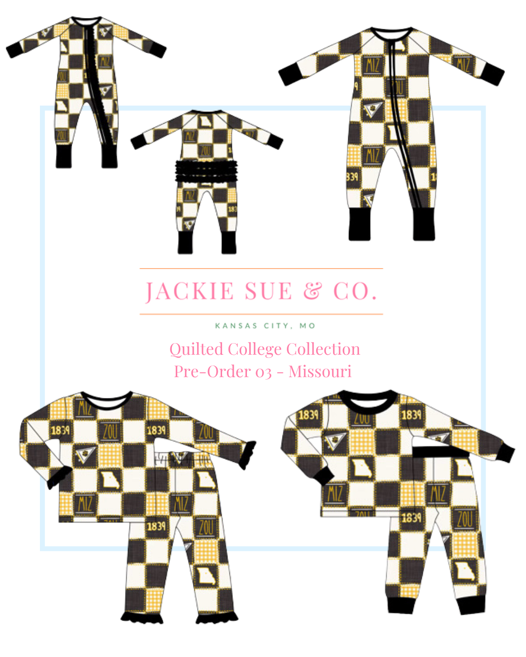 Missouri Quilted College Zip-Up Bamboo Pajama