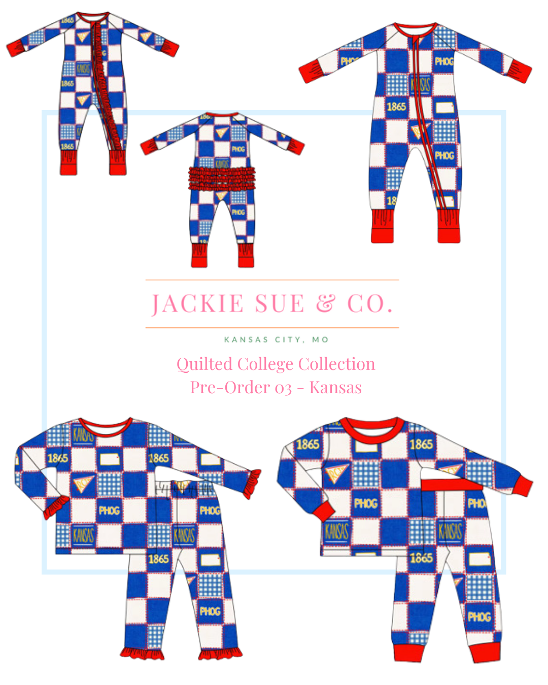 Kansas Quilted College Zip-Up Bamboo Pajama