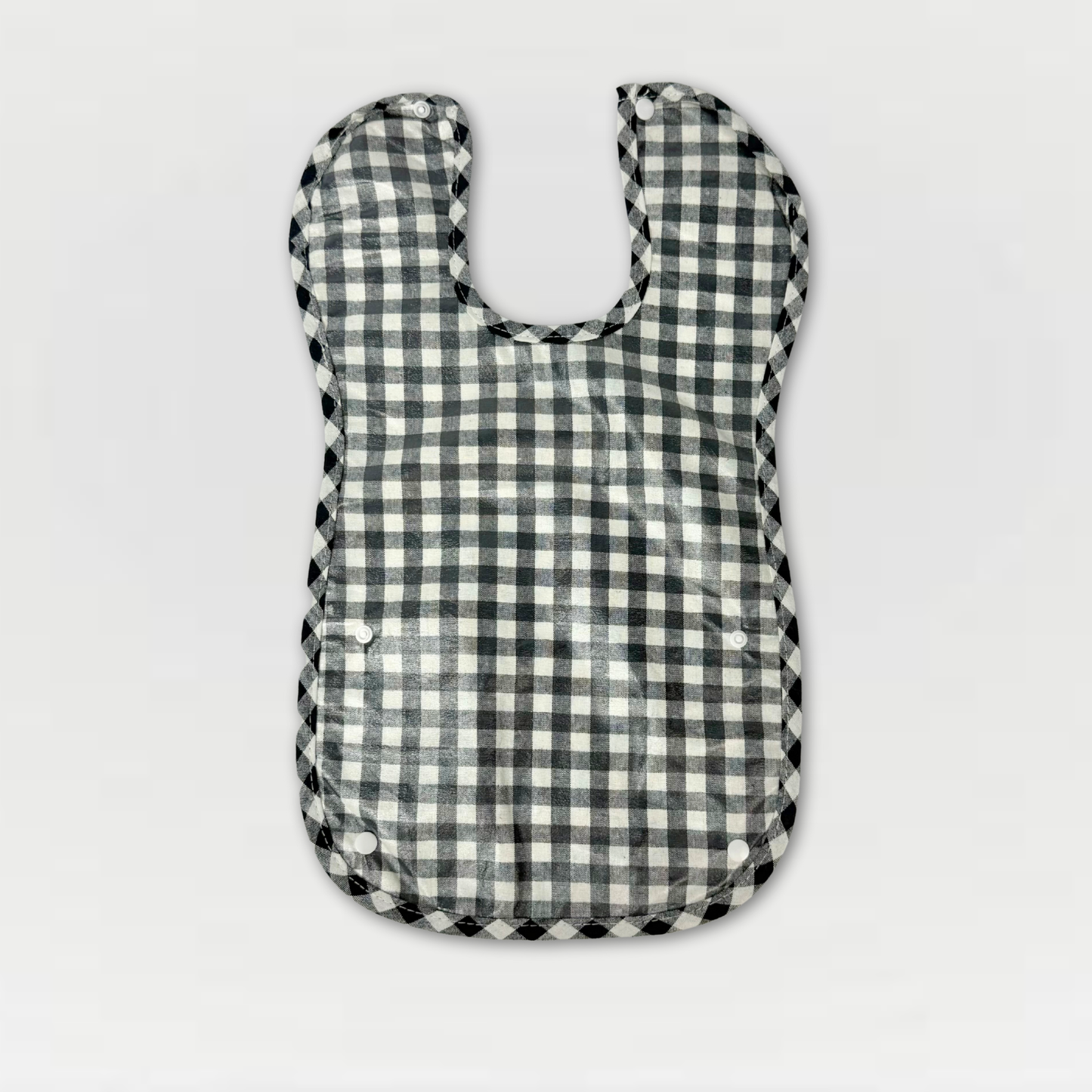 Tartan Checkered Bib with Button-Enclosure Pouch – Available in Green, Navy, Pink & Light Blue