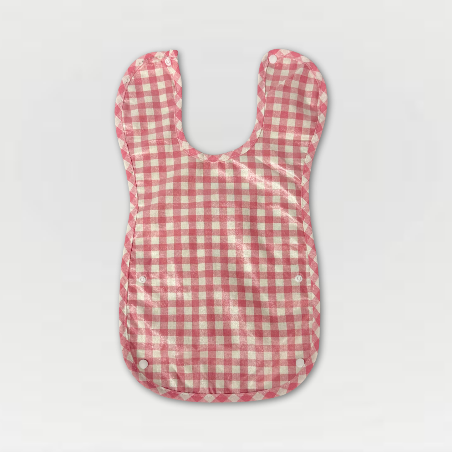 Tartan Checkered Bib with Button-Enclosure Pouch – Available in Green, Navy, Pink & Light Blue