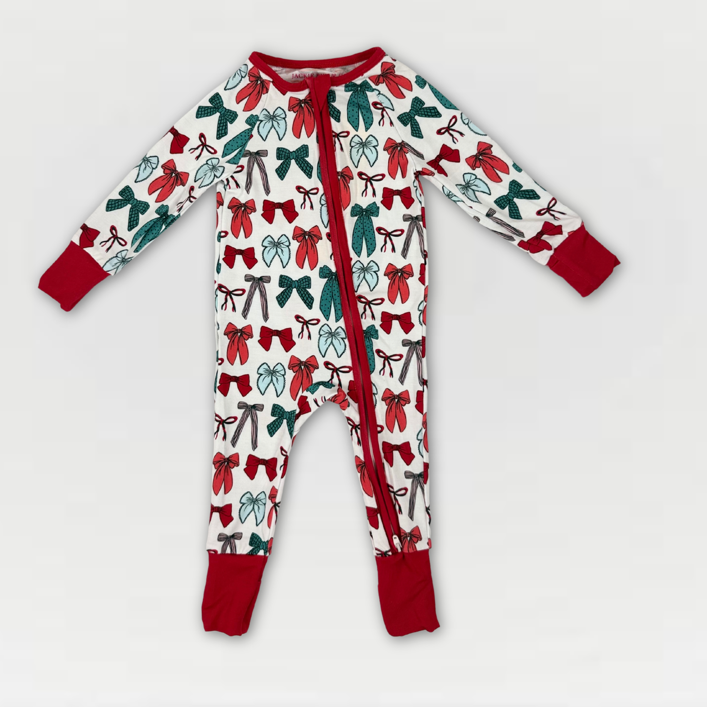 Zip-Up Bamboo Baby Pajamas - Bows