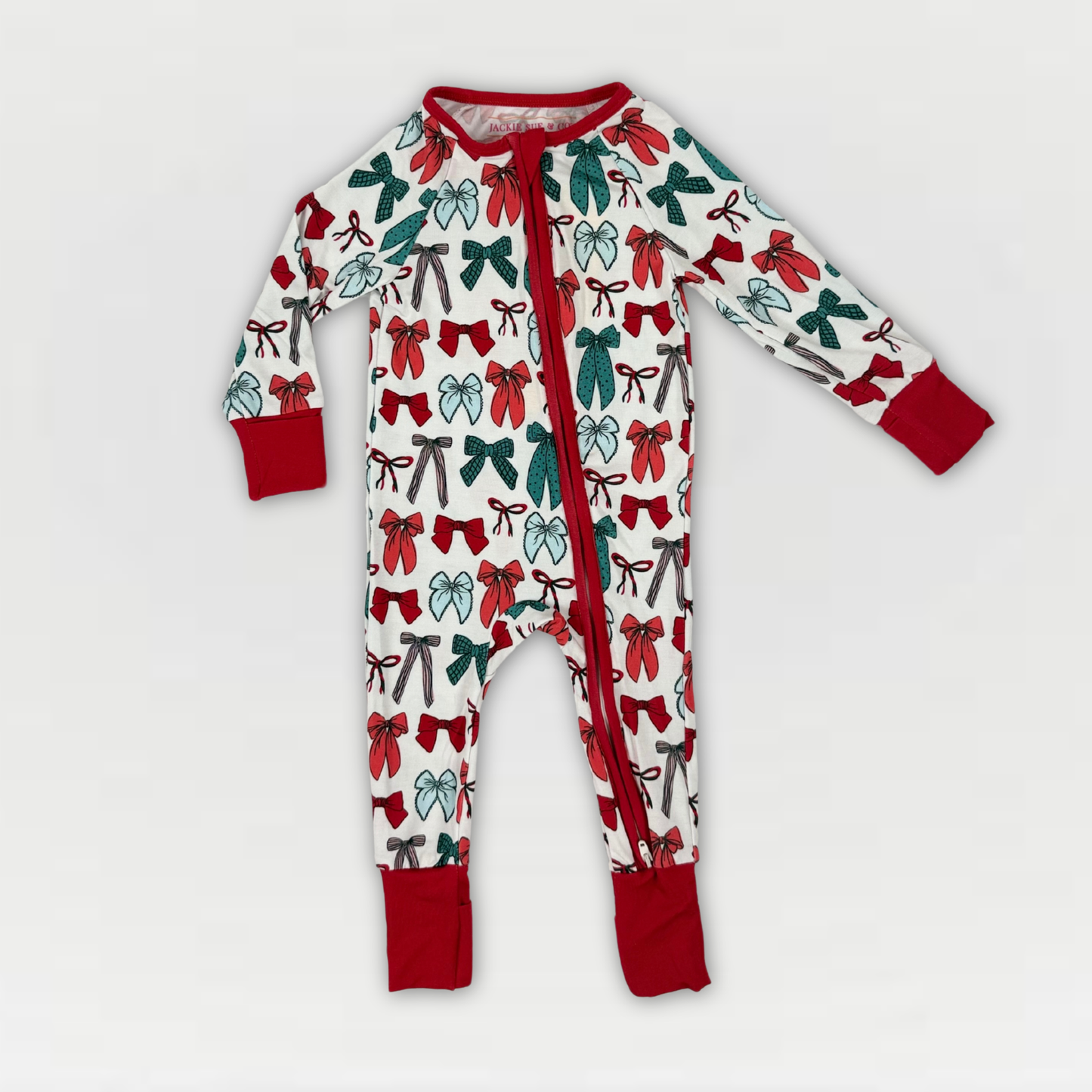 Zip-Up Bamboo Baby Pajamas - Bows