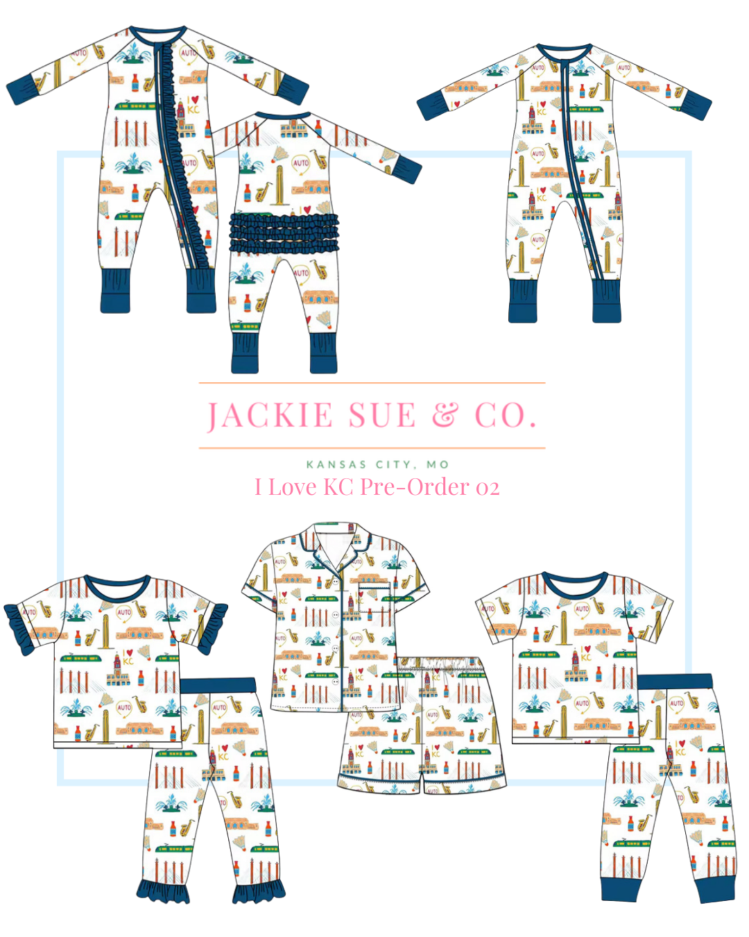 I Love KC Ruffled 2-Piece Bamboo Pajama Set