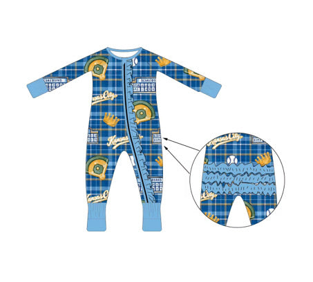 (Pre-Order) Heritage Plaid Baseball Ruffle Zip Convertible Bamboo Pajama