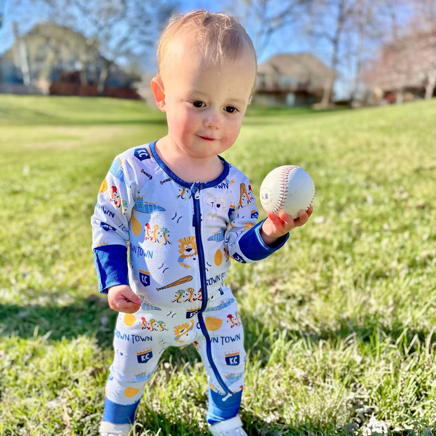 Unisex Crown Town Zip-Up Bamboo Pajama - Exclusive KC Royals Inspired Print