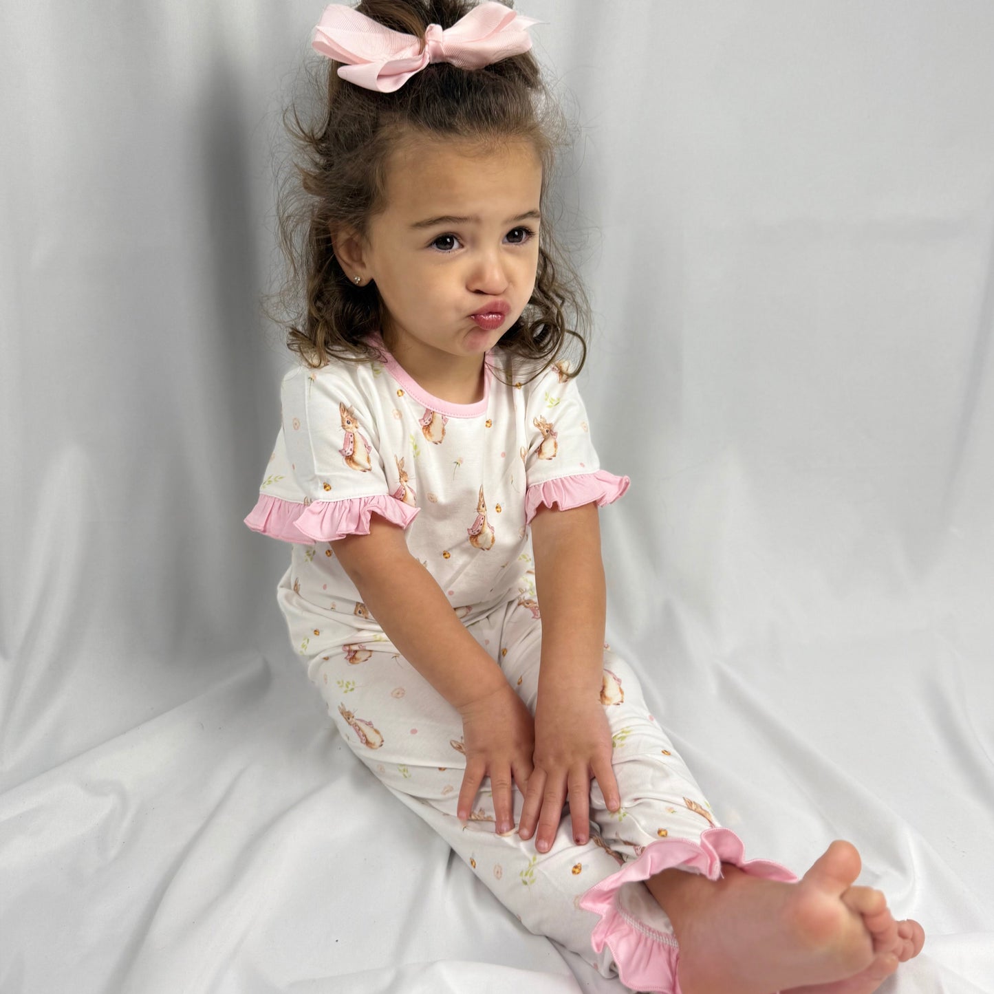 2-Piece Girls' Easter Pajamas – Bamboo Cotton Blend with Bunny Print