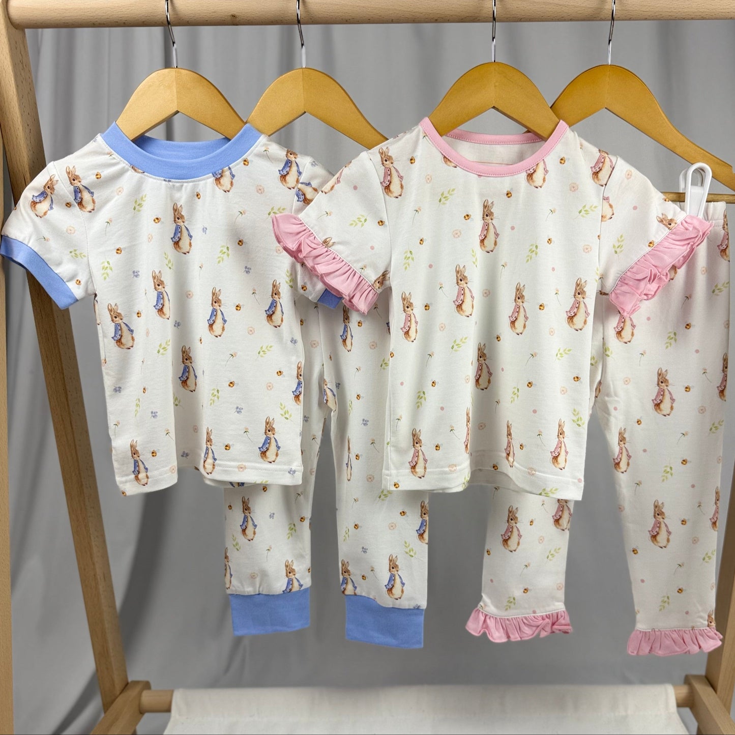 2-Piece Girls' Easter Pajamas – Bamboo Cotton Blend with Bunny Print