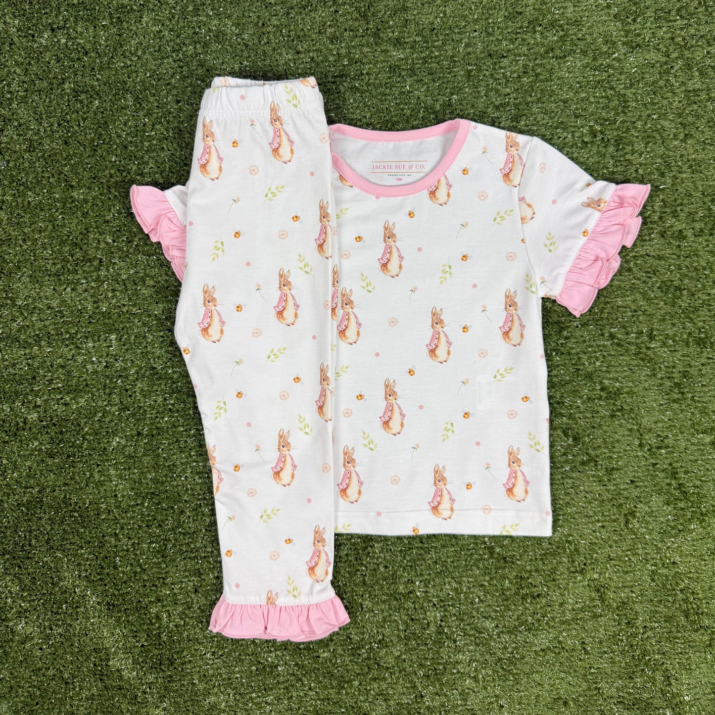 2-Piece Girls' Easter Pajamas – Bamboo Cotton Blend with Bunny Print