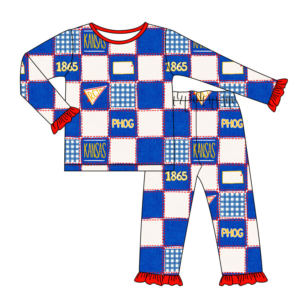 Kansas Quilted College 2-Piece Ruffled Bamboo Pajama