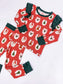 Red Vintage Christmas Ruffle Pajama Set