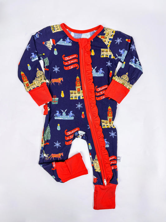 Christmas in Kansas City Ruffle Zip Convertible Pajamas
