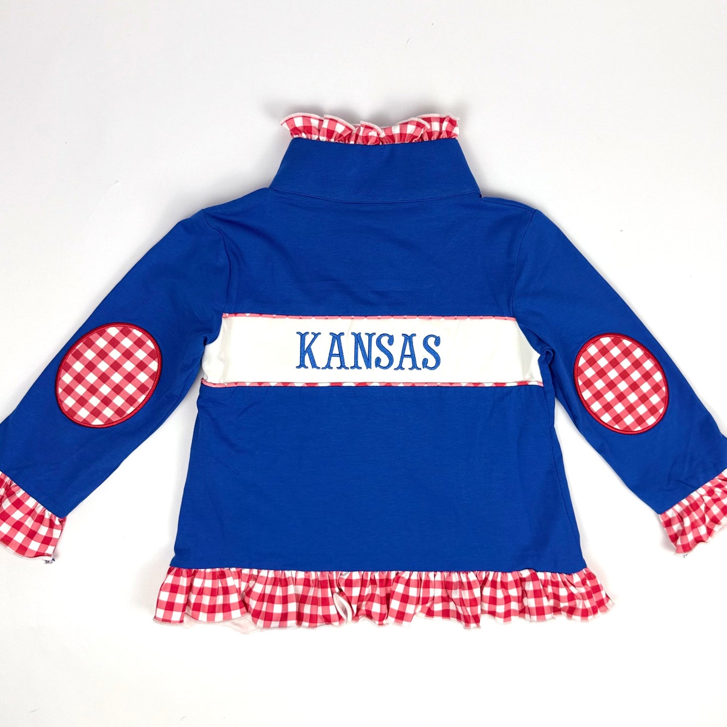 Embroidered Kansas Ruffle Pullover | KU Inspired