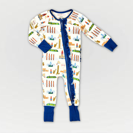 I Love KC Ruffled Zip-Up Bamboo Pajamas