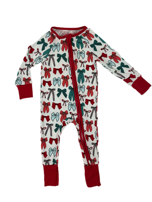 Zip-Up Bamboo Baby Pajamas - Bows