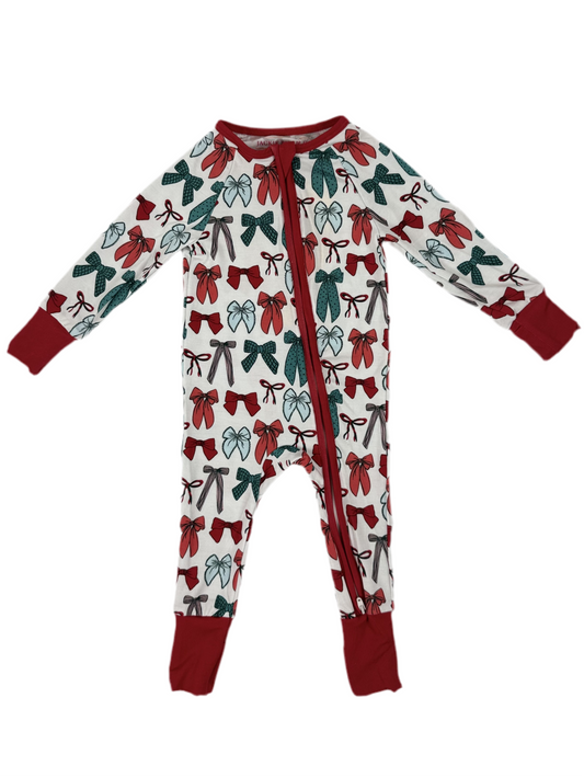 Zip-Up Bamboo Baby Pajamas - Bows