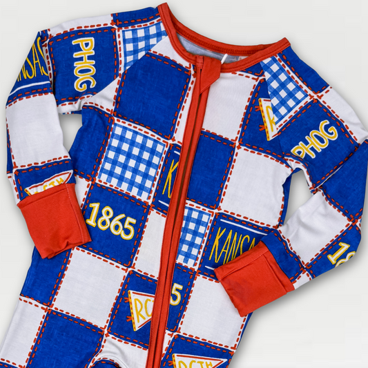 Kansas Quilted College Zip-Up Bamboo Pajama