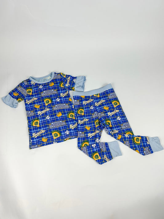 Heritage Plaid Baseball Ruffle Two-Piece Bamboo Pajama