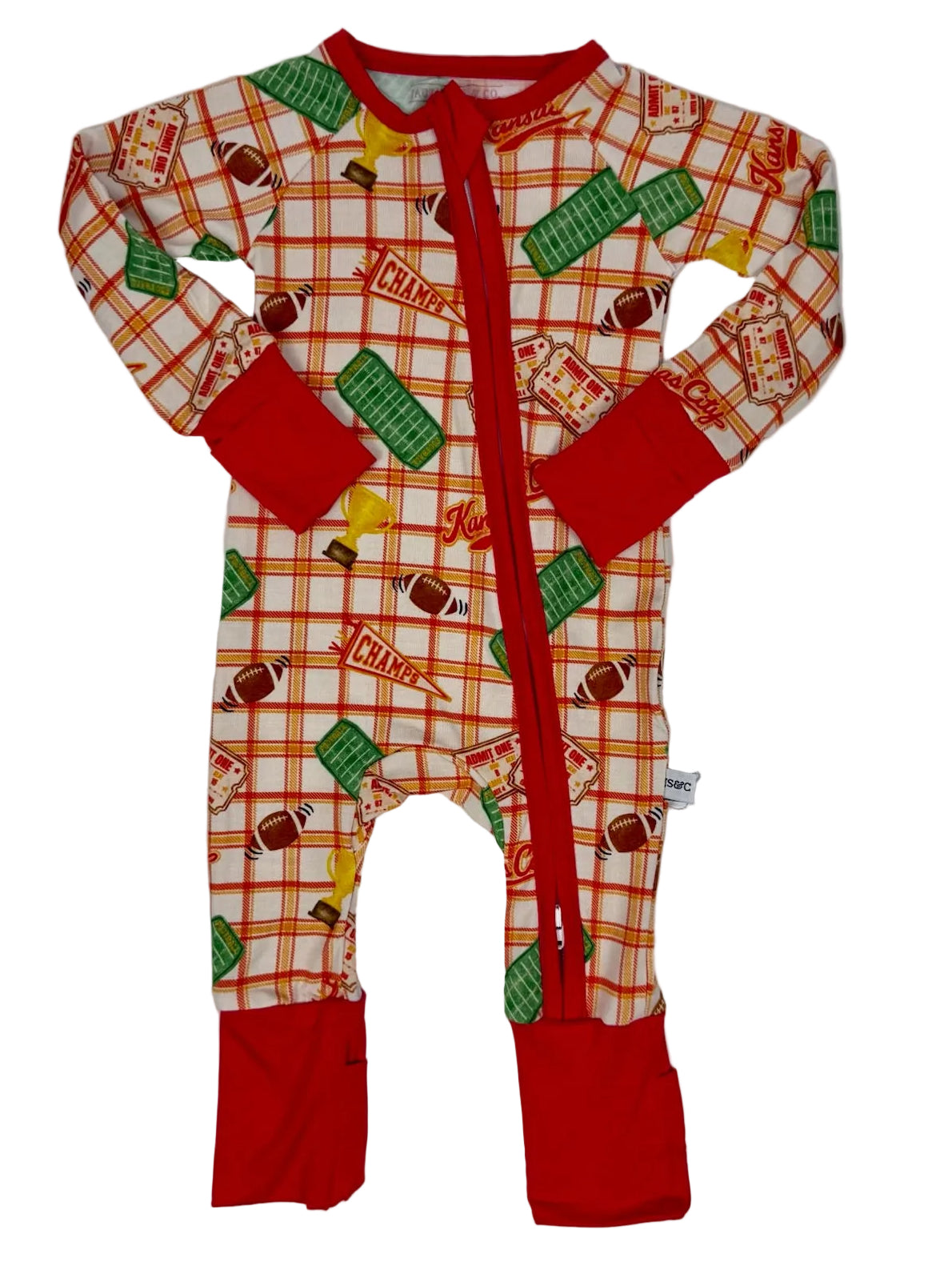 Unisex Heritage Plaid Bamboo Zip | Kansas City Football Inspired Kids Pajamas
